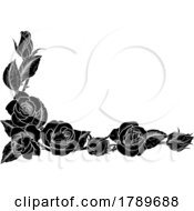 Poster, Art Print Of Roses Woodcut Vintage Style Flower Corner Design