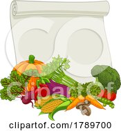 Vegetable Produce Food Scroll Background Cartoon