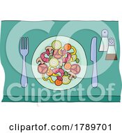 Poster, Art Print Of Chinese Food Or Curry Plate Knife And Fork Meal