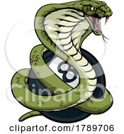 Poster, Art Print Of Cobra Snake Pool 8 Ball Billiards Mascot Cartoon