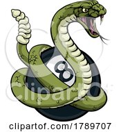 Poster, Art Print Of Rattlesnake Snake Pool 8 Ball Billiards Mascot