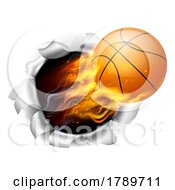 Poster, Art Print Of Basketball Ball Flame Fire Breaking Background