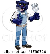 Poster, Art Print Of Panther Gardener Gardening Animal Mascot
