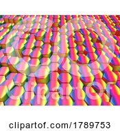 Poster, Art Print Of 3d Abstract Cubes Background With Rainbow Coloured Texture