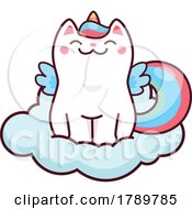 Unicorn Cat Sitting On A Cloud