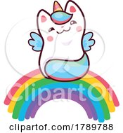Poster, Art Print Of Unicorn Cat Sitting On A Rainbow