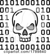Hacker Skull And Binary Code Icon