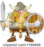 Cartoon Gnome Viking With A Shield And Sword