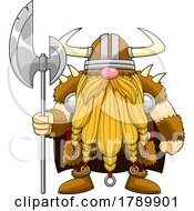 Cartoon Gnome Viking With A Battle Axe