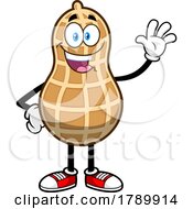 Cartoon Waving Peanut Mascot Character