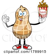 Cartoon Peanut Mascot Character Holding Peanuts by Hit Toon