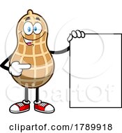 Cartoon Peanut Mascot Character With A Sign