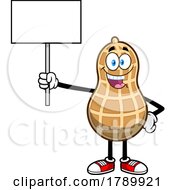 Poster, Art Print Of Cartoon Peanut Mascot Character With A Sign