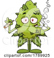 Cartoon Cannabis Marijuana Mascot Smoking A Joint