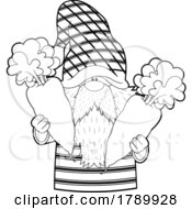 Cartoon Black And White Gnome Holding Carrots