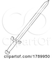 Poster, Art Print Of Cartoon Black And White Viking Sword Weapon