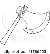 Poster, Art Print Of Cartoon Black And White Viking Battle Axe Weapon