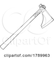 Cartoon Black And White Viking Battle Axe Weapon