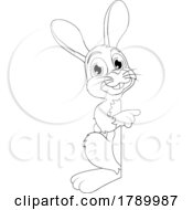 03/08/2023 - Easter Bunny Rabbit Cartoon Character Peeking Sign