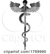 Rod Of Asclepius Vintage Medical Snake Symbol by AtStockIllustration