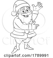 Poster, Art Print Of Christmas Cartoon Santa Claus Pointing And Waving