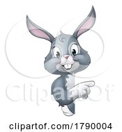 03/08/2023 - Easter Bunny Rabbit Cartoon Character Peeking Sign