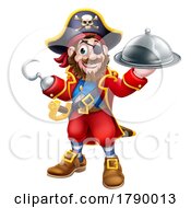 Poster, Art Print Of Pirate Captain Cartoon Chef And Food Plate Platter