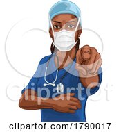 Black Woman Medical Doctor Nurse Pointing