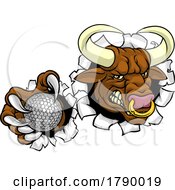 Bull Minotaur Longhorn Cow Golf Mascot Cartoon