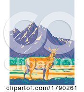 Pronghorn Or American Antelope In Grand Teton National Park Wyoming WPA Poster Art