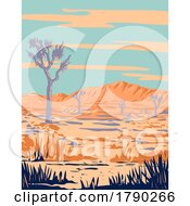 Poster, Art Print Of Joshua Tree National Park In Mojave Desert California During Summer Wpa Poster Art