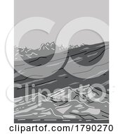 Poster, Art Print Of Star Dune In Great Sand Dunes National Park And Preserve Colorado Monoline Line Art Grayscale Drawing