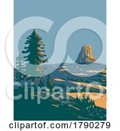 Poster, Art Print Of Devils Tower National Monument Wyoming During Summer Wpa Poster Art