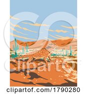 Desert Horned Lizard In Saguaro National Park Sonoran Desert Arizona WPA Poster Art