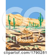 Poster, Art Print Of Western Diamondback Rattlesnake In Sonoran Desert National Monument Arizona Wpa Poster Art