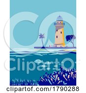 Boca Chita Lighthouse In Biscayne National Park Florida WPA Poster Art