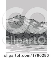 Poster, Art Print Of Katmai National Park And Preserve In Alaska Monoline Line Art Grayscale Drawing