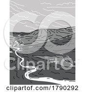 Gates Of The Arctic National Park And Preserve Alaska Monoline Line Art Grayscale Drawing