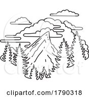 03/12/2023 - Teton Range At Grand Teton National Park In Wyoming Monoline Line Art Drawing