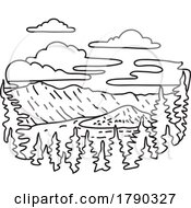 03/12/2023 - Crater Lake National Park In Southern Oregon Monoline Line Art Drawing