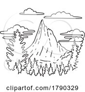03/12/2023 - Cathedral Peak In Yosemite National Park California Monoline Line Art Drawing
