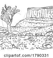 03/12/2023 - Capitol Reef National Park In Utah Monoline Line Art Drawing