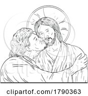 03/12/2023 - Judas Iscariot Betrayal Of Jesus Medieval Style Line Art Drawing