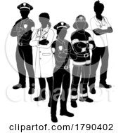 Poster, Art Print Of Silhouette Emergency Services Worker Team People