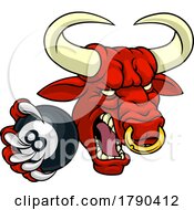 Bull Minotaur Longhorn Cow Pool Mascot Cartoon