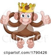 Poster, Art Print Of Monkey King Crown Cartoon Animal Giving Thumbs Up