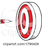 Cartoon Dart Flying Towards A Target