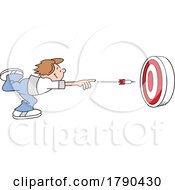 Poster, Art Print Of Cartoon Boy Throwing A Dart