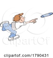 Poster, Art Print Of Cartoon Boy Throwing A Frisbee
