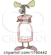 Cartoon Stern Wife Or Mother Moose Standing With Folded Arms